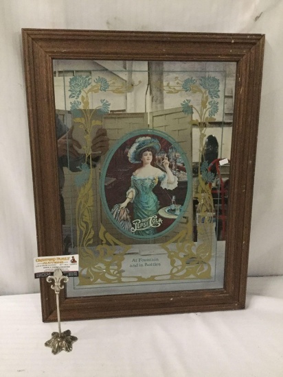Vintage Pepsi Cola advertising mirror with classy Victorian lady design