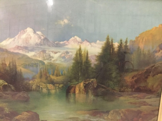 Print of View of the Rocky Mountains by Thomas Moran.