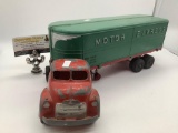 RARE antique Hubley Motor Express no. 507 truck and trailer set, made in Lancaster PA USA, approx