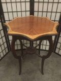 Unique vintage star shaped parlor table w/inlaid wood top, Approx. 24.5x24.5x29 inches. JRL