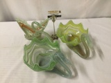 Set of three vintage Murano glass swan bowls. The largest measures approx 11x9x9 inches. MB