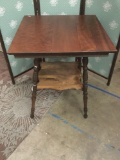 Antique Conrey and Birley table co. oak parlor table. Measures approx 29x24x24 inches. MB