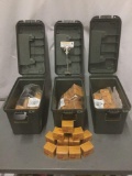 Three plastic Cabelas ammo boxes full of approx. 1,500 rounds of Russian Herters 7.62x39mm