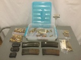 Plastic container full of misc. bullets and clips, Incl. approx. 43 rounds of Remington UMC .38