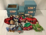 Collection of 8 vintage Madame Alexander Dolls of the World collectible dolls w/ 7 boxes. Largest