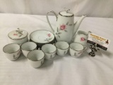 15 piece Noritake Rosemarie pattern china tea service for 6. Teapot measures approx 8x7x4 inches. MB