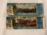 Pair of AHM HO scale model trains. 2-4-0 Bowker and 0-4-0 Switcher. Boxes measure approx 10x3.5x4