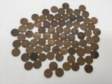 Collection of 23 mixed date Indian head cents, and 60 mixed pre 1920 wheat pennies.