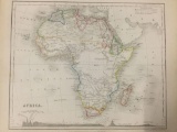 1853 engraving of map of Africa by J. Dower. Measures approx 12x9.5 inches.