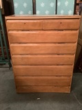 Vintage 7 drawer tall boy dresser. Measures approx 42x34x16 inches. MB