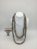 Pair of necklaces w/Venetian Millefiori beads. One necklace has 21 Venetian Millefiori beads & 21