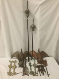 Pair of vintage copper and brass Eagle weather vanes, the Eagle toppers measure approx 22x16x15