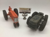 Pair of vintage die cast Hubley toy tractors, incl. one U.S. orange Hubley JR. Kiddie Toy tractor