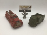 Pair of vintage rubber Auburn Rubber Corp. toy cars, incl. one green rubber Auburn Rubber Corp.