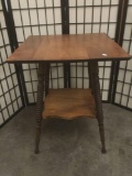 Antique late 1800s oak parlor table, approx. 23x23.5x28 inches. JRL