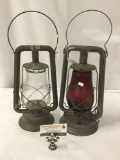 Lot of 2; Vintage Paulls kerosene lantern and Marswells kerosene lantern with Dietz Fitzall glass