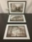 Three framed black and white photo prints of trees in Winter, approx. 21x16x1 inches each.