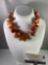 Elegant orange color agate stone necklace, approx 16 inches long.