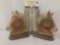 Pair of vintage Japanese porcelain horse book ends, approx. 7x6x2.5 inches.