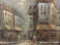 Original impressionistic unsigned oil painting of street scene.