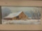 Original acrylic artwork depicting a snow clad barn, signed BSL (?), in thick wood frame.