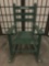 Green vintage childs rocking chair, Tanner printed on backrest, approx. 14x22x24 inches.