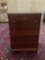 Vintage wood dresser with 4 drawers, missing one drawer pull, approx 30x17x45 inches.