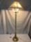 Vintage standing brass lamp w/shade and multi-phase lighting, tested and working.