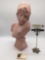 U.S. made Terra-Cotta Creations unglazed ceramic bust of woman, approx. 9x5x16 inches.