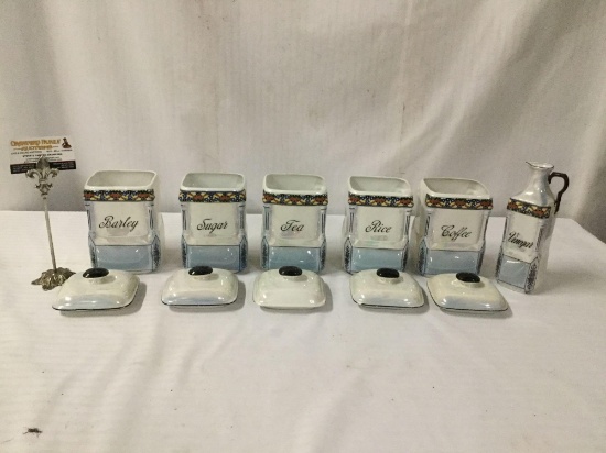 Set of 5 Victoria China Lusterware jars