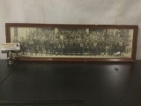 Long photo print of soldiers posing on steps, incl. signed & numbered (1227) by artist J.H.Griffith.