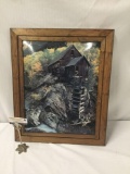 Photo print of cabin in Aspen, Colorado in wood frame.