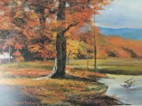 Lithograph print of Oaks in Autumn by Robert Woods.