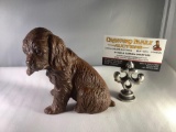 Handcrafted wood carved cocker spaniel figure by Red Mill MFG. approx 5x5x3 inches