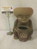 Asian ceramic vase/incense burner of large headed man.