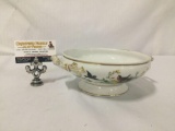 Haviland Limoges hand painted porcelain bowl with bird pattern.