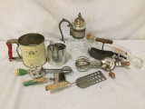 Collection of vintage kitchen tools.