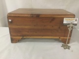 Modern small wooden box/trunk, approx. 19x13x10 inches.