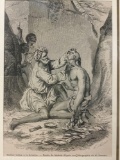 Antique French engraving of Barber in India.