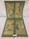 Set of four original Chinese drawings of women.