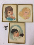 Collection of 3 unsigned prints of children. They measure approx 15x12 inches