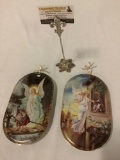 2x Annaburg painted Angel scene plates by Bradford Exchange 1995, hand numbered, approx 5x9.5 inches