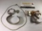 5 piece jewelry lot: sterling silver bracelet, heart pendant, mother of pearl pendant, gold tone