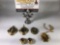 Lot of 4 agate and gold tone pendants, 1 with chain, plus set of polished agate earrings