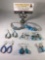 Lot of 8 jewelry pieces; silver tone w/ some sterling, turquoise and crystal, 6x earring sets, 2x
