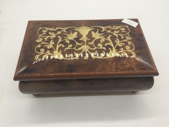 Notturno inlaid wood Italian music box. Measures approx 6x4x3 inches.