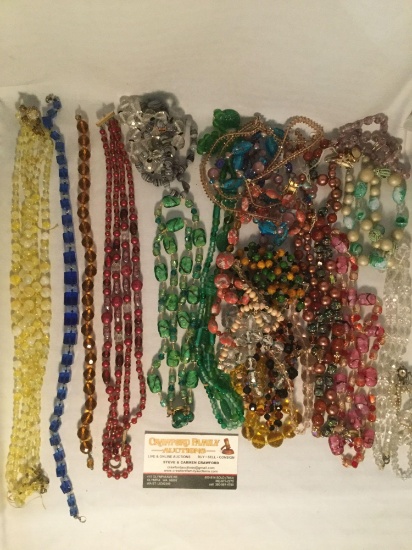 Large lot of estate jewelry , colorful beaded necklaces