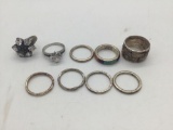 8 sterling silver rings sizes 6-9. Ttw 37.8g