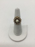 Vintage 10k statement ring with pearls.