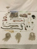 22 pieces of estate jewelry & 2 bags full of misc. beads & estate jewelry fragments.